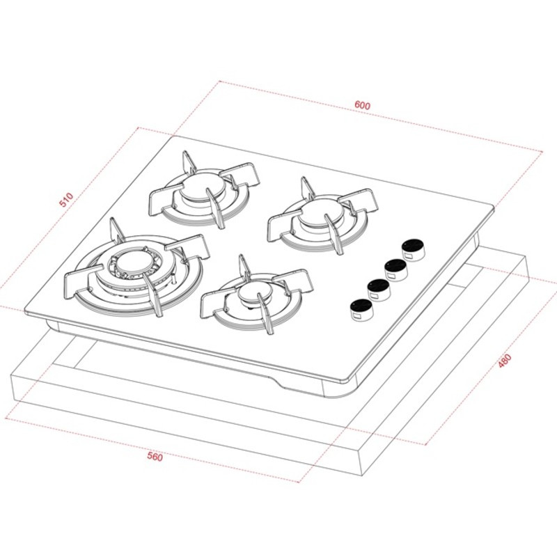 Cocina Vertex 3G+1TC 60x50cm Mastermaid
