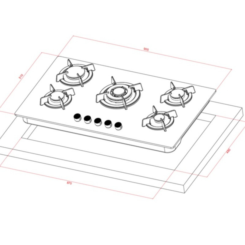 Cocina Vertex 4G+1TC 90x50cm Mastermaid