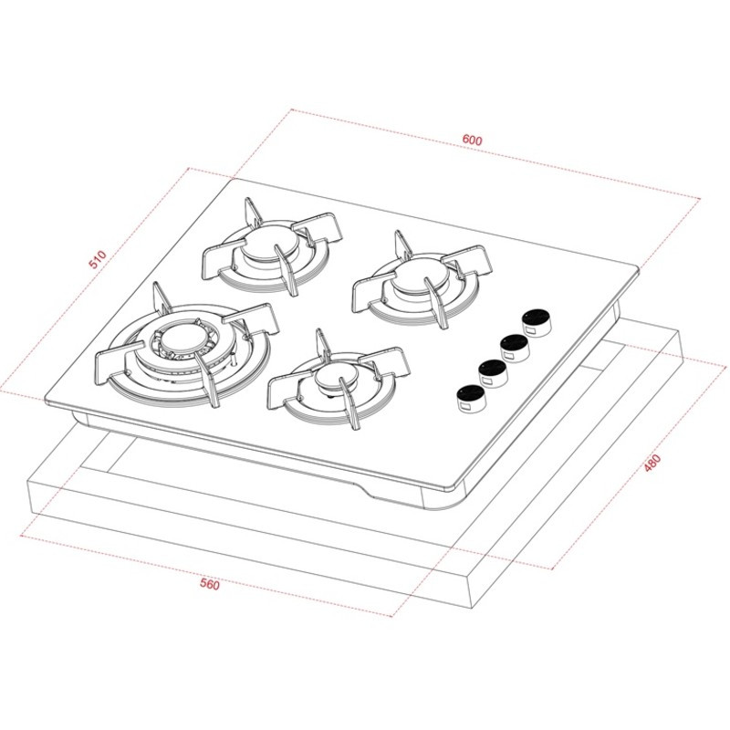 Cocina Alive 3G+1TC 59x51cm Inoxidable Mastermaid