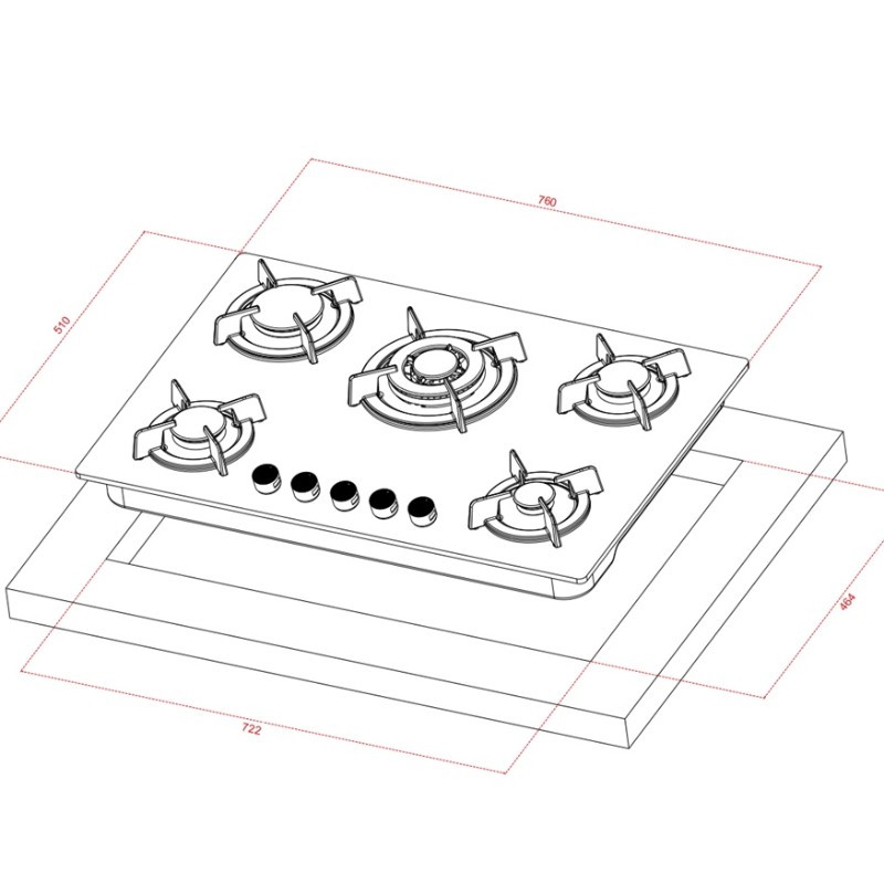 Cocina Alive 4G+1TC 76x51cm Inoxidable Mastermaid