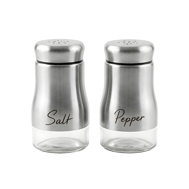 Salero y Pimentero Bubble Vidrio Inoxidable 10x6cm
