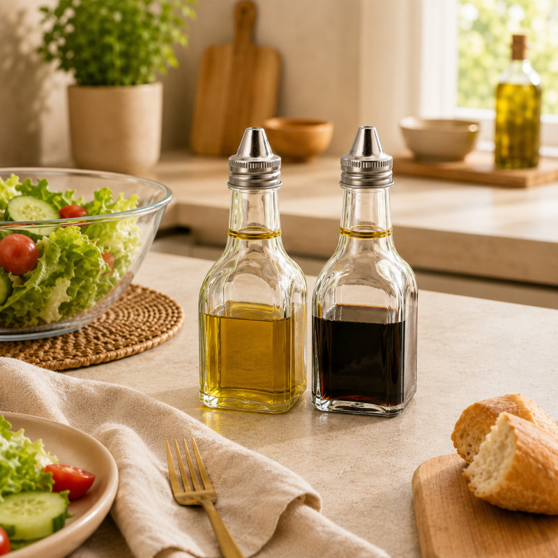 Aceitera y Vinagrera de Cristal 2 Piezas 