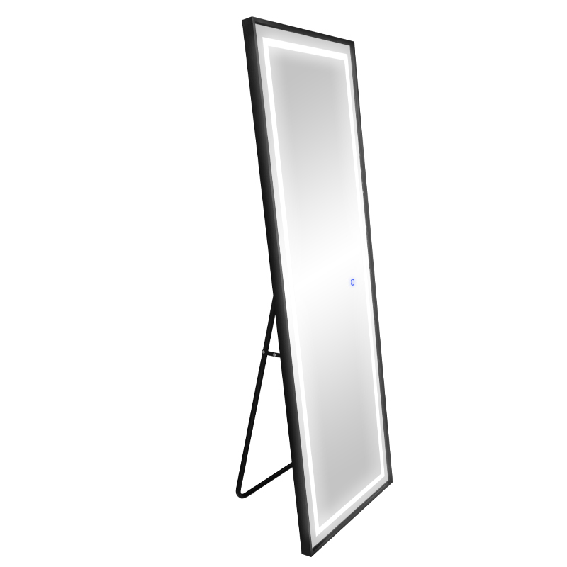 Espejo 150x50cm Cuerpo Entero Led Negro con Soporte