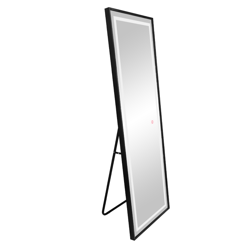 Espejo 150x50cm Cuerpo Entero Led Negro con Soporte