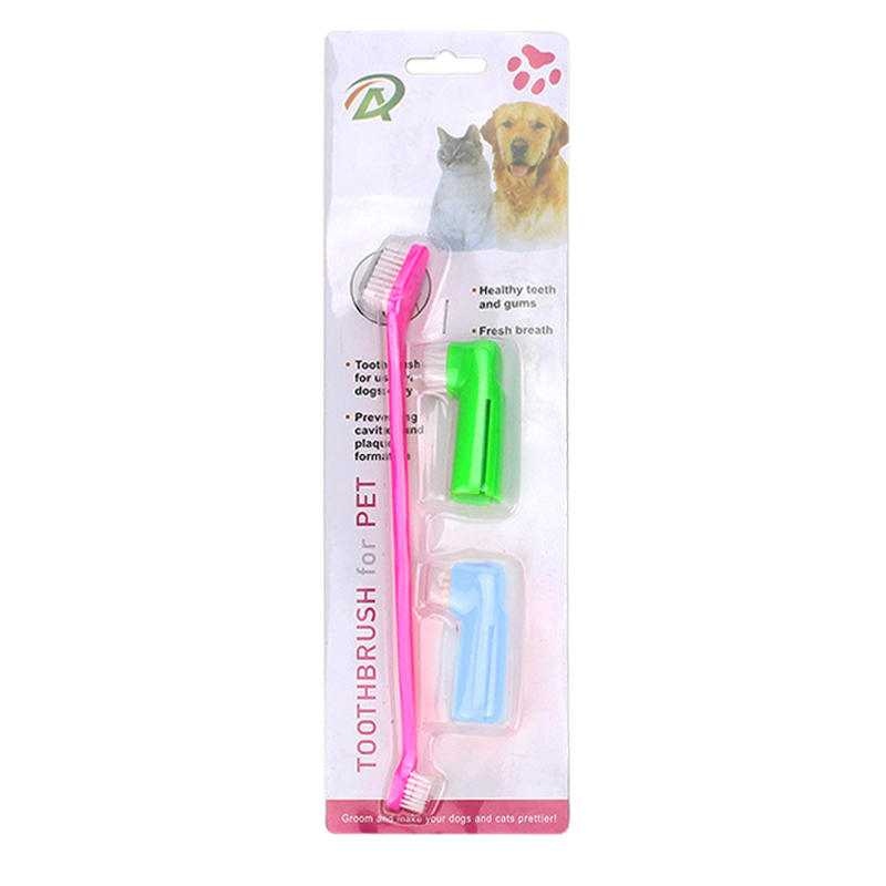 Cepillo y Dedales para Dientes Mascota 3 Piezas