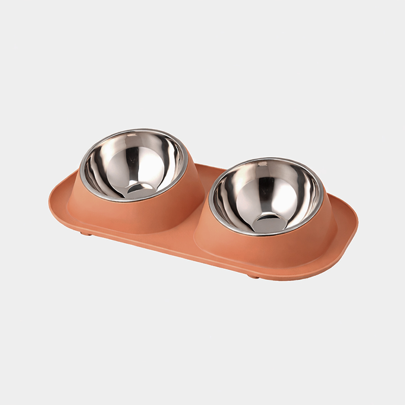 Plato Plástico Inoxidable Doble Inclinado para Mascotas