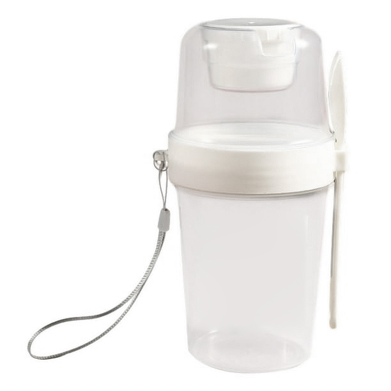 Vaso para Yogurt con Cuchara 870ml Blanco
