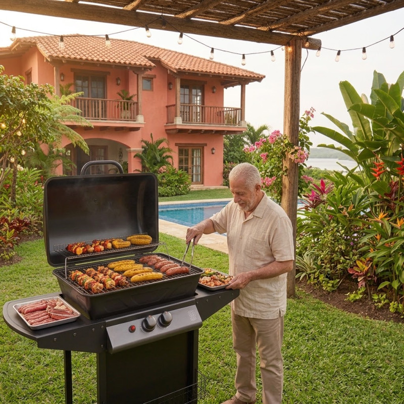 BBQ a Gas 2 Quemadores Negro Mastermaid