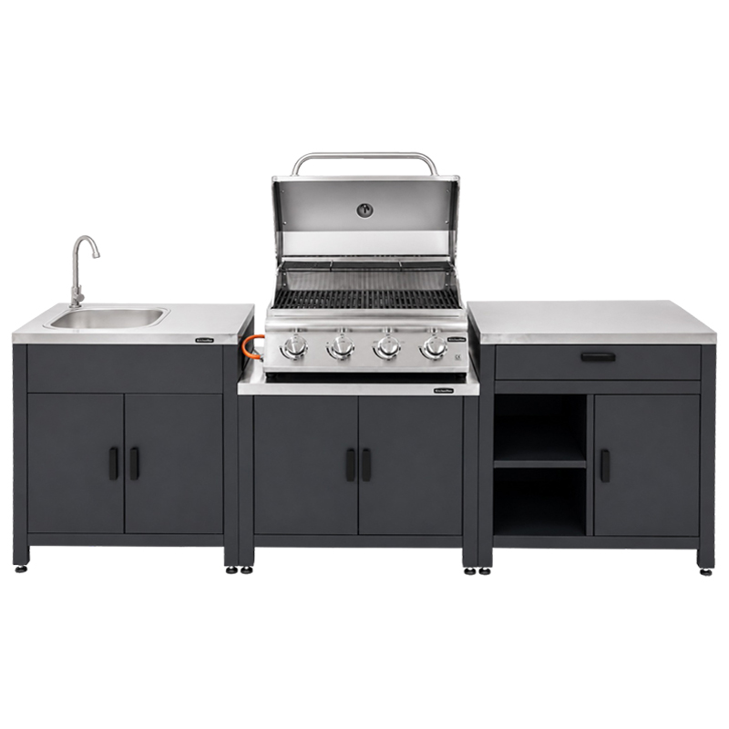 BBQ a Gas 4 Quemadores con Muebles Inoxidable Mastermaid