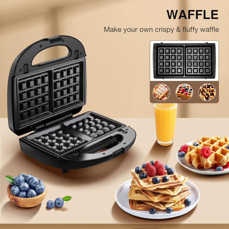 Waflera 2 Rebanadas 750w Negra Mastermaid