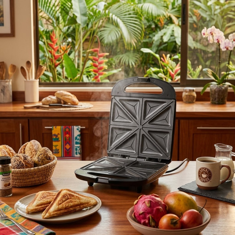 Sanduchera 4 Rebanadas 1400w Negra Mastermaid