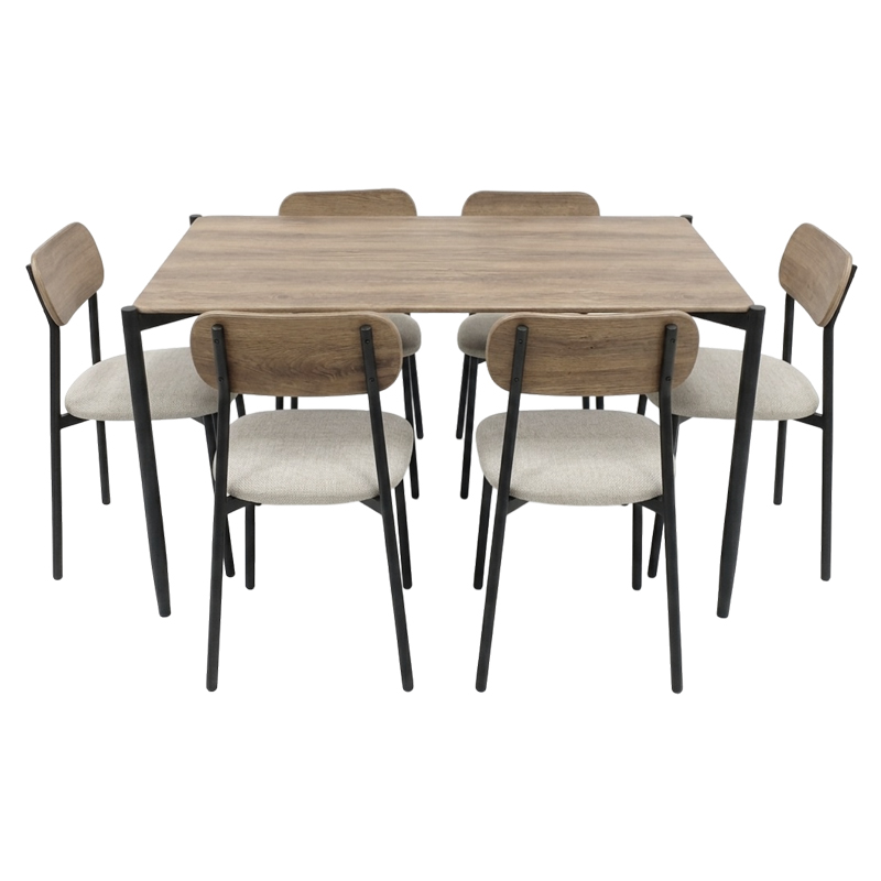 Comedor de 7 Piezas Roble Victoria 140x80x75cm