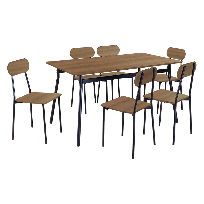 Comedor de 7 Piezas Nogal Luisa 140x80x75cm