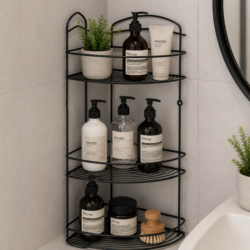 Organizador Esquinero 3 Niveles 53x20x20cm Negro
