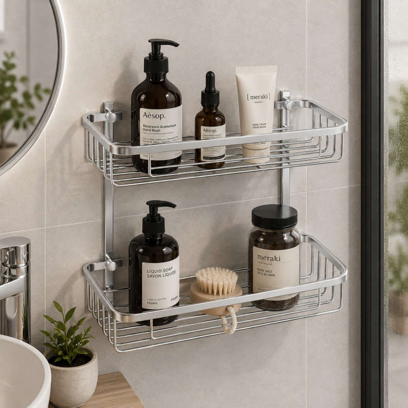 Repisa Doble de Aluminio para Baño 