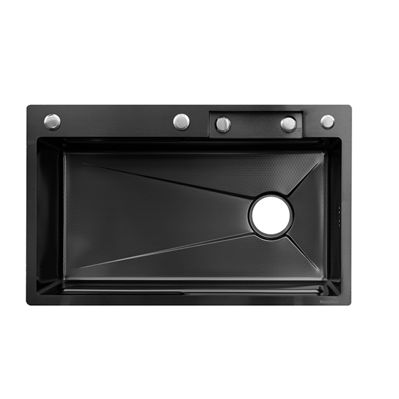 Fregadero 75x46x23cm Negro con Grifería y Accesorios Mastermaid