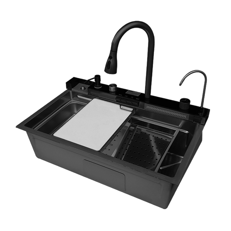 Fregadero 75x46x23cm Negro con Grifería Push y Accesorio  Mastermaid 