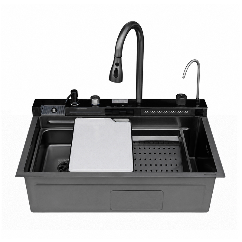 Fregadero 75x46x23cm Negro con Grifería Push y Accesorio  Mastermaid 