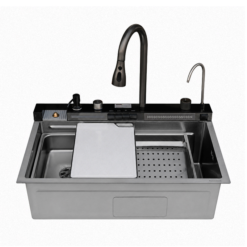 Fregadero 75x46x23cm Inoxidable con Grifería Push y Accesorio  Mastermaid 