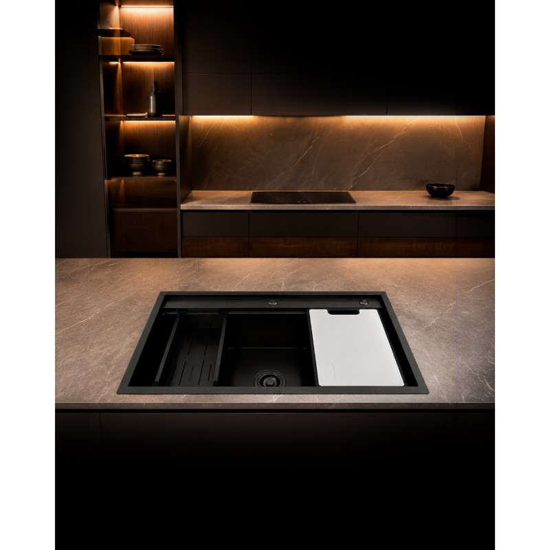Fregadero 90x50cm Negro con Accesorios Mastermaid 