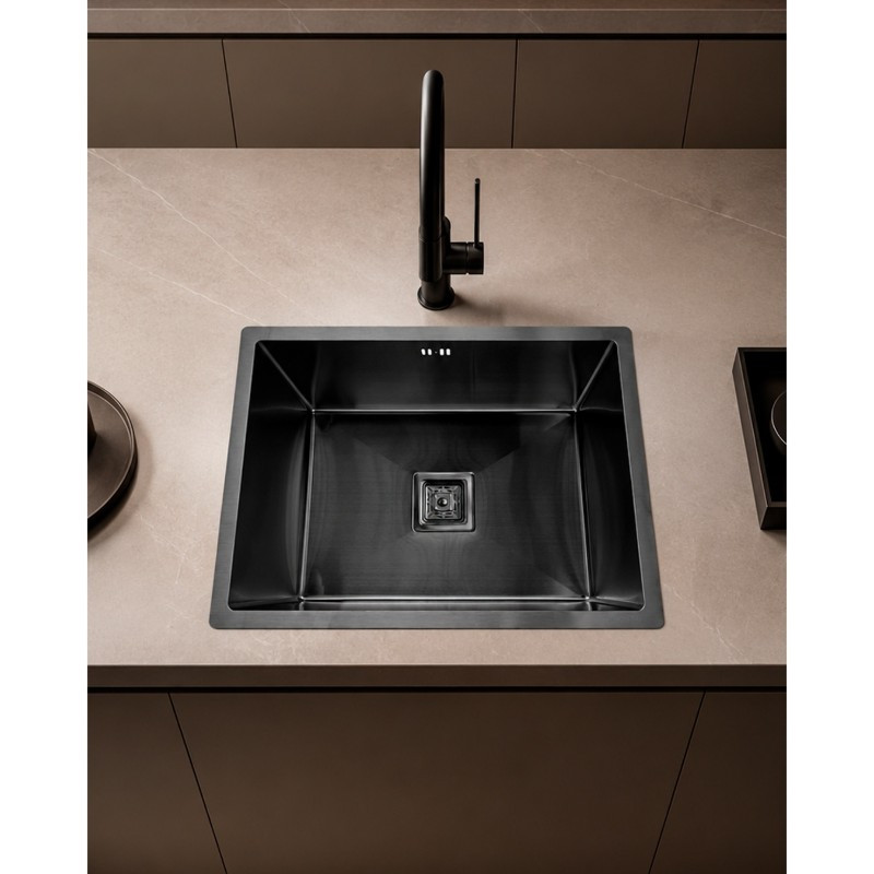 Lavacopa 60x45cm Negro con Válvula  Mastermaid