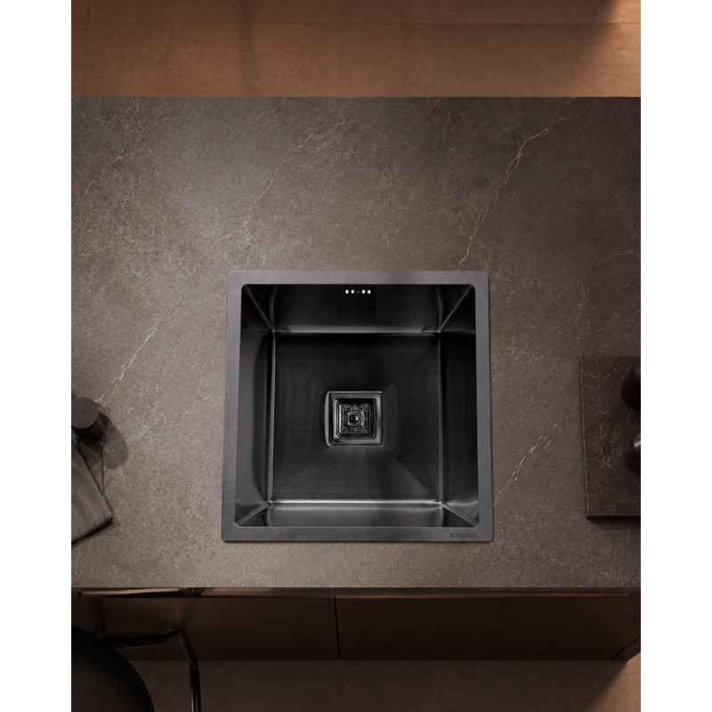 Lavacopa 45x45cm Negro con Válvula Mastermaid