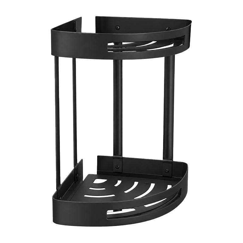 Repisa de Baño Esquinera Metalica Doble Negro Mate  