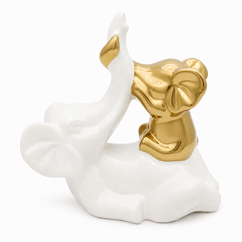 Adornos Elefante Blanco Oro 15.5cm