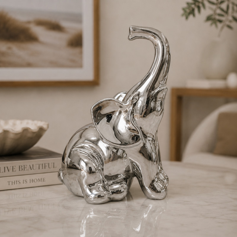 Adorno Elefante Cromo 24cm