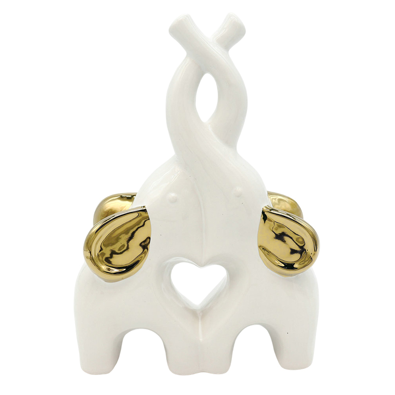 Adorno Elefante Blanco Oro 26cm