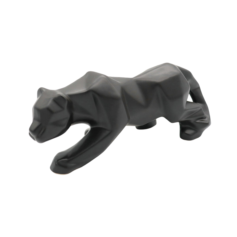 Adorno Pantera Geométrica Negro 11cm  