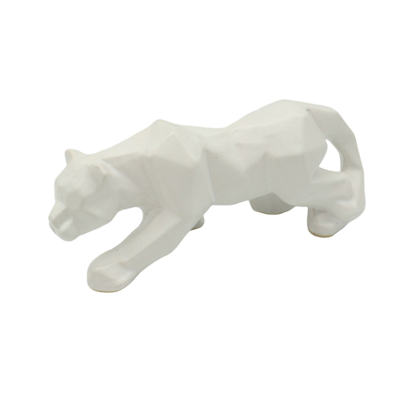 Adorno Pantera Geométrica Blanco 11cm  