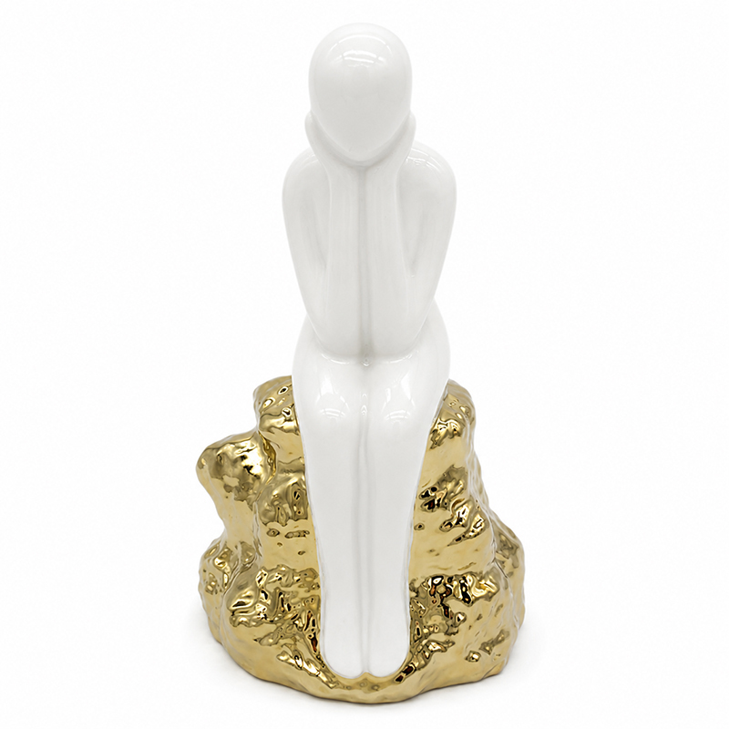 Adorno Pensador Blanco Oro 25.5cm