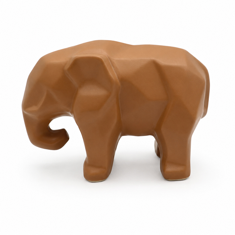 Adorno Elefante Geométrico  Café 10.5cm
