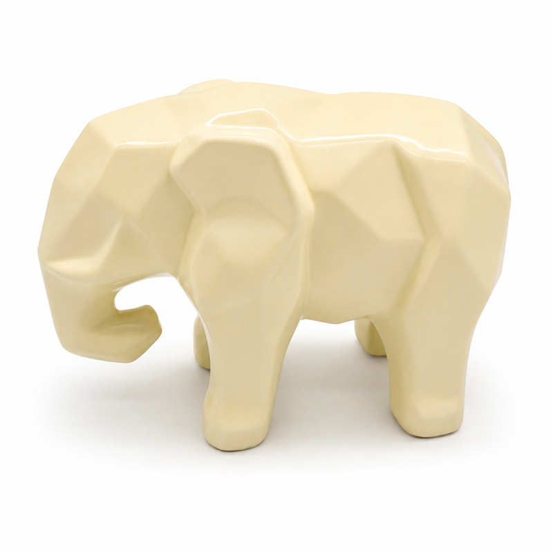 Adorno Elefante Geométrico  Beige 10.5cm