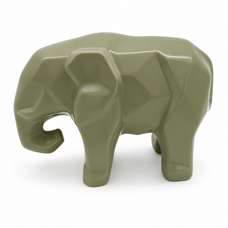 Adorno Elefante Geométrico  Verde 10.5cm