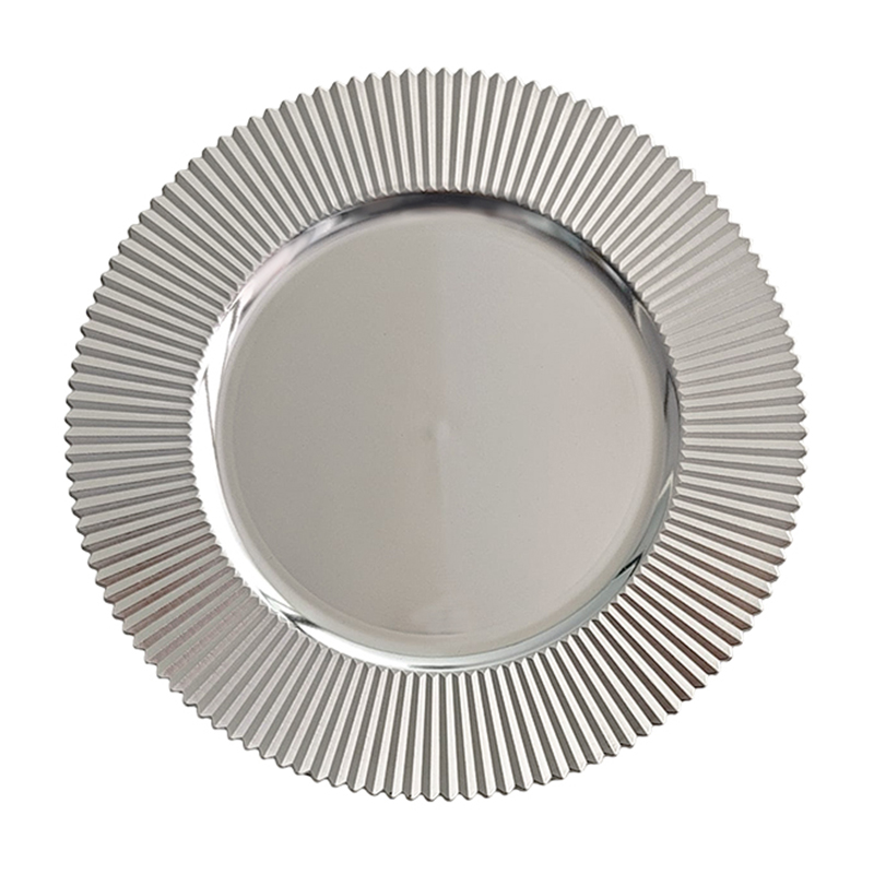 Porta Plato 33x33cm Plata Streak