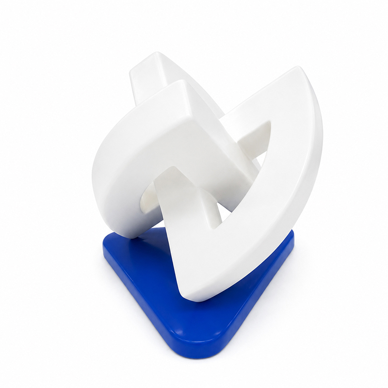 Adorno de Cerámica Geométrico 22x22cm Blanco Azul