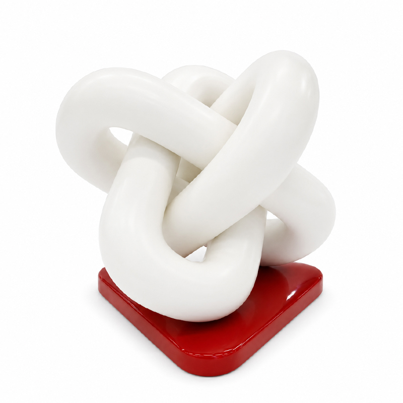 Adorno de Cerámica Cadena 23x23cm Blanco Rojo