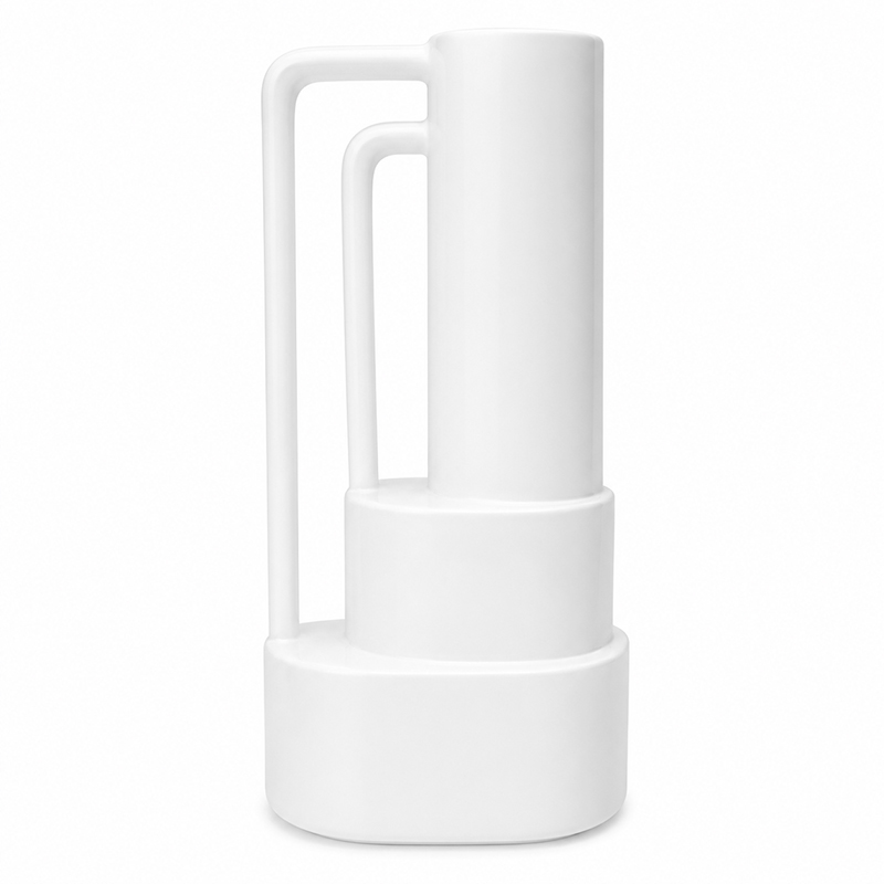 Adorno Cerámica Florero Tube 40x18cm Blanco