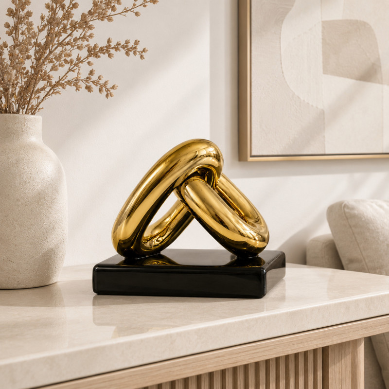 Adorno de Cerámica 12x15cm Oro Negro
