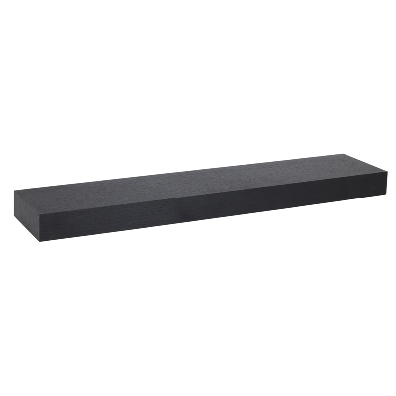 Repisa de Madera Negra con Soporte 25x100cm
