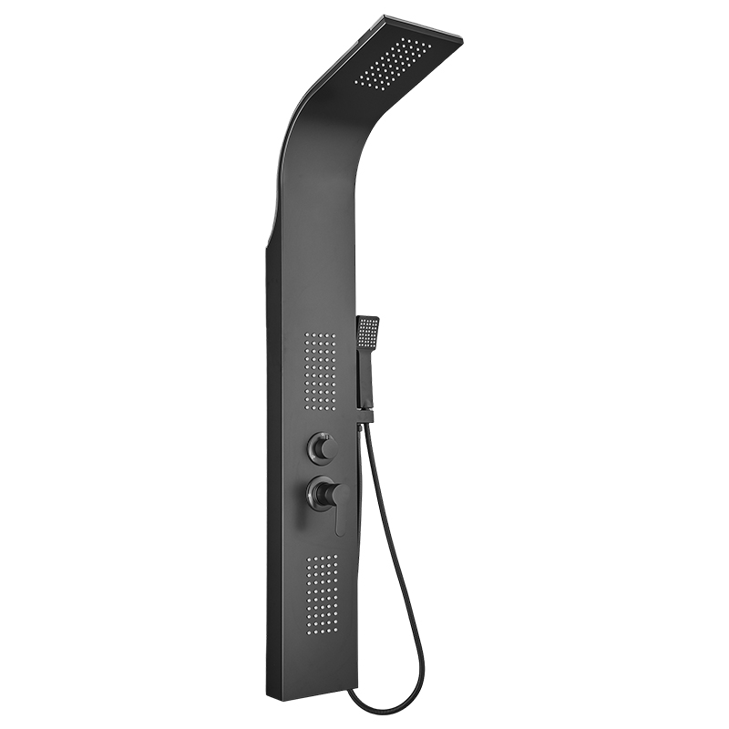 Columna con Mini Jets Ducha Teléfono Negra 135x20cm