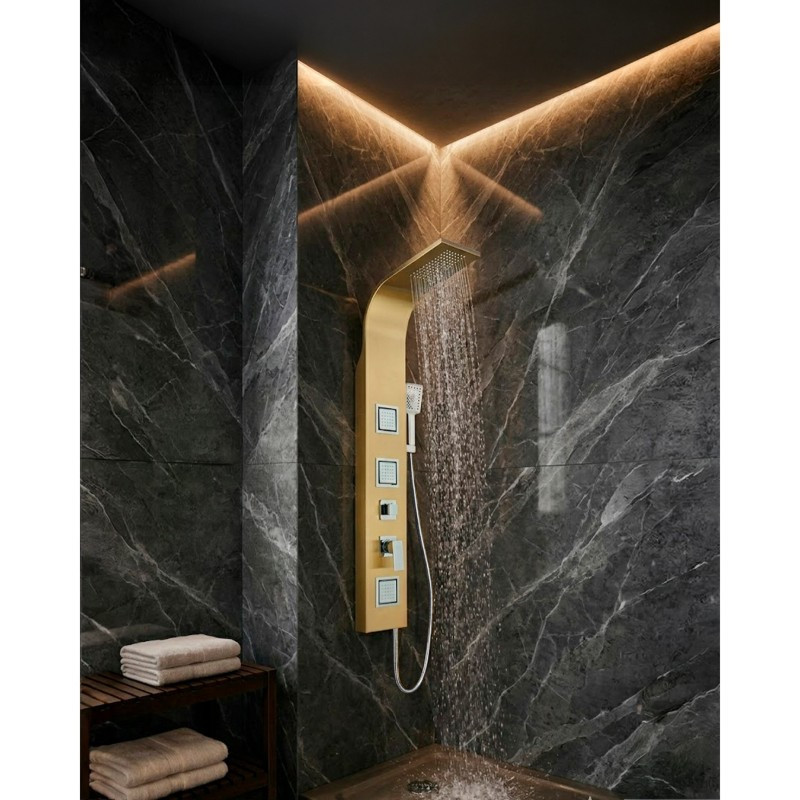 Columna 3 Jets con Ducha Teléfono Gold 135x20cm 