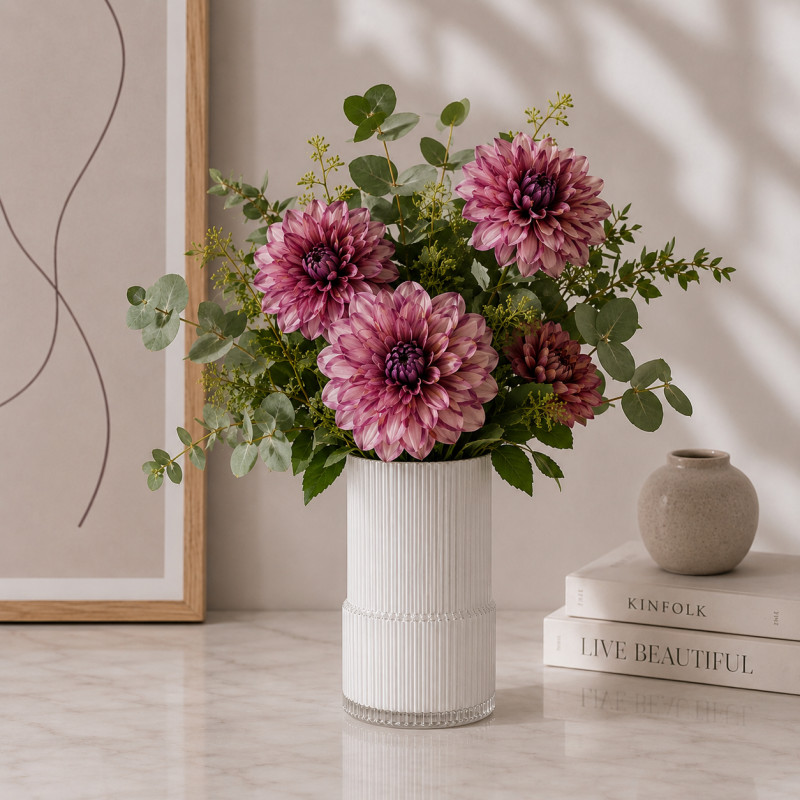 Florero Lin  Vidrio Blanco 17cm