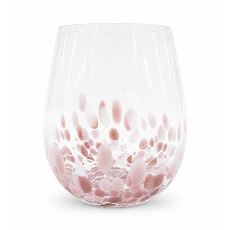 Vaso Drops Vidrio Rosado Blanco 11cm