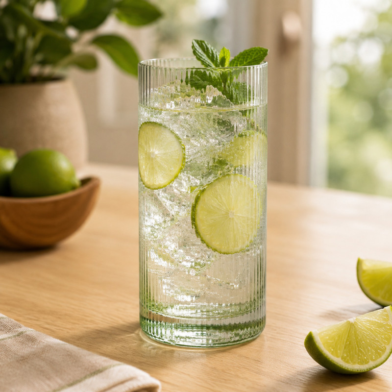 Vaso Lin Vidrio Verde Transparente Alto 14.5cm