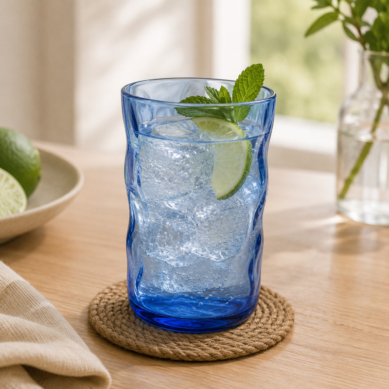 Vaso Flow Vidrio Azul 13cm