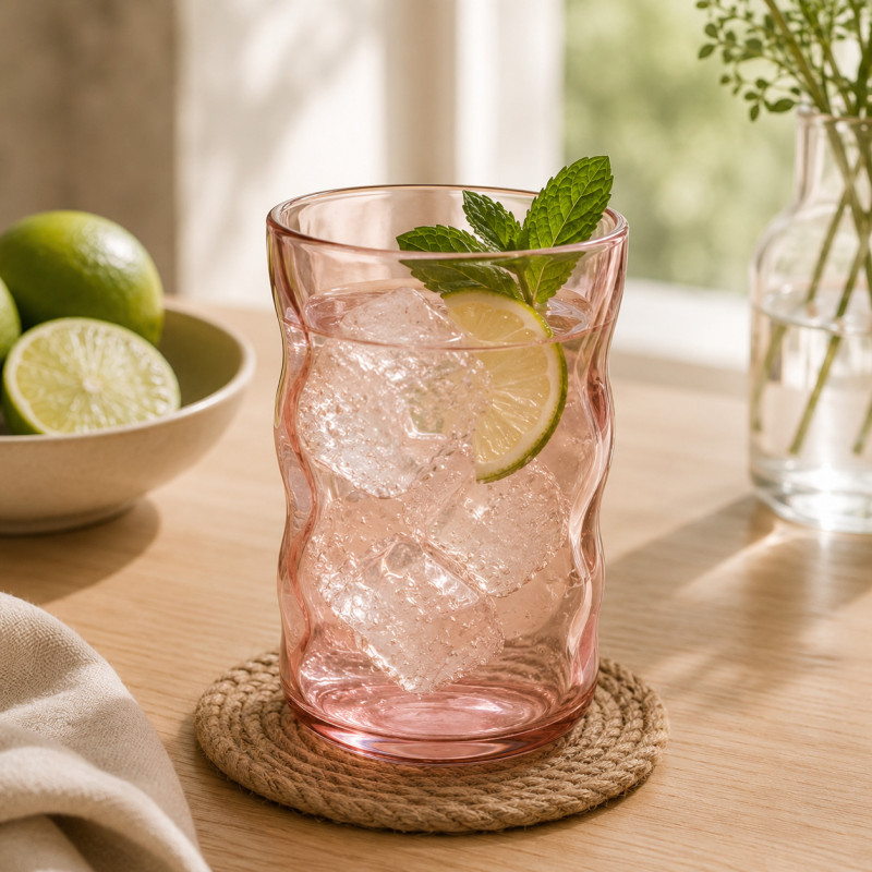 Vaso Flow Vidrio Fucsia 13cm