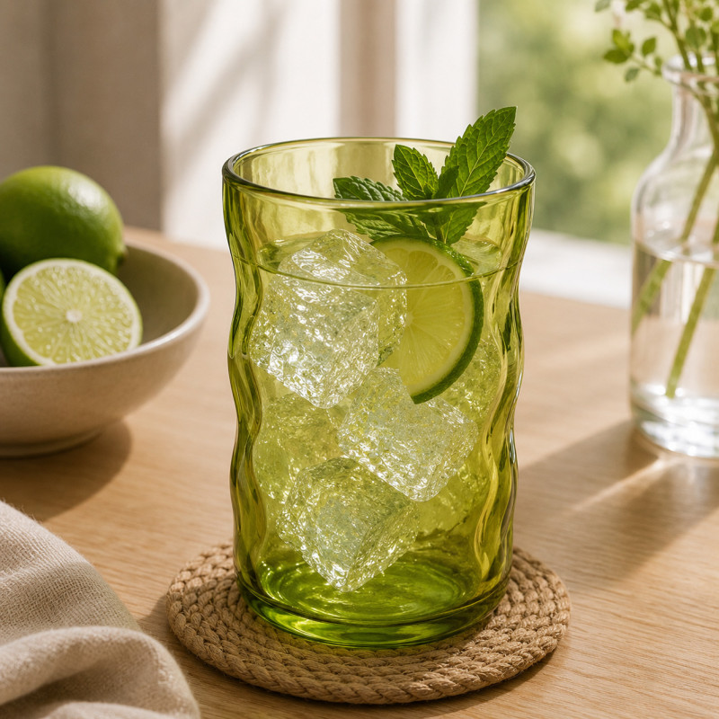 Vaso Flow Vidrio Verde 13cm